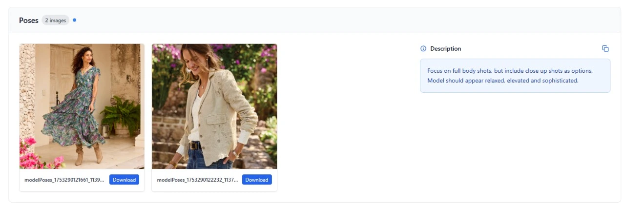 Model pose selection